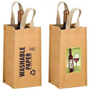6&quot; x 12&quot; Washable Kraft Paper Wine Tote Bag