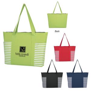 Polyester Striped Tote Bag