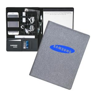 Large Linen Tech Organizer Portfolio Notebook