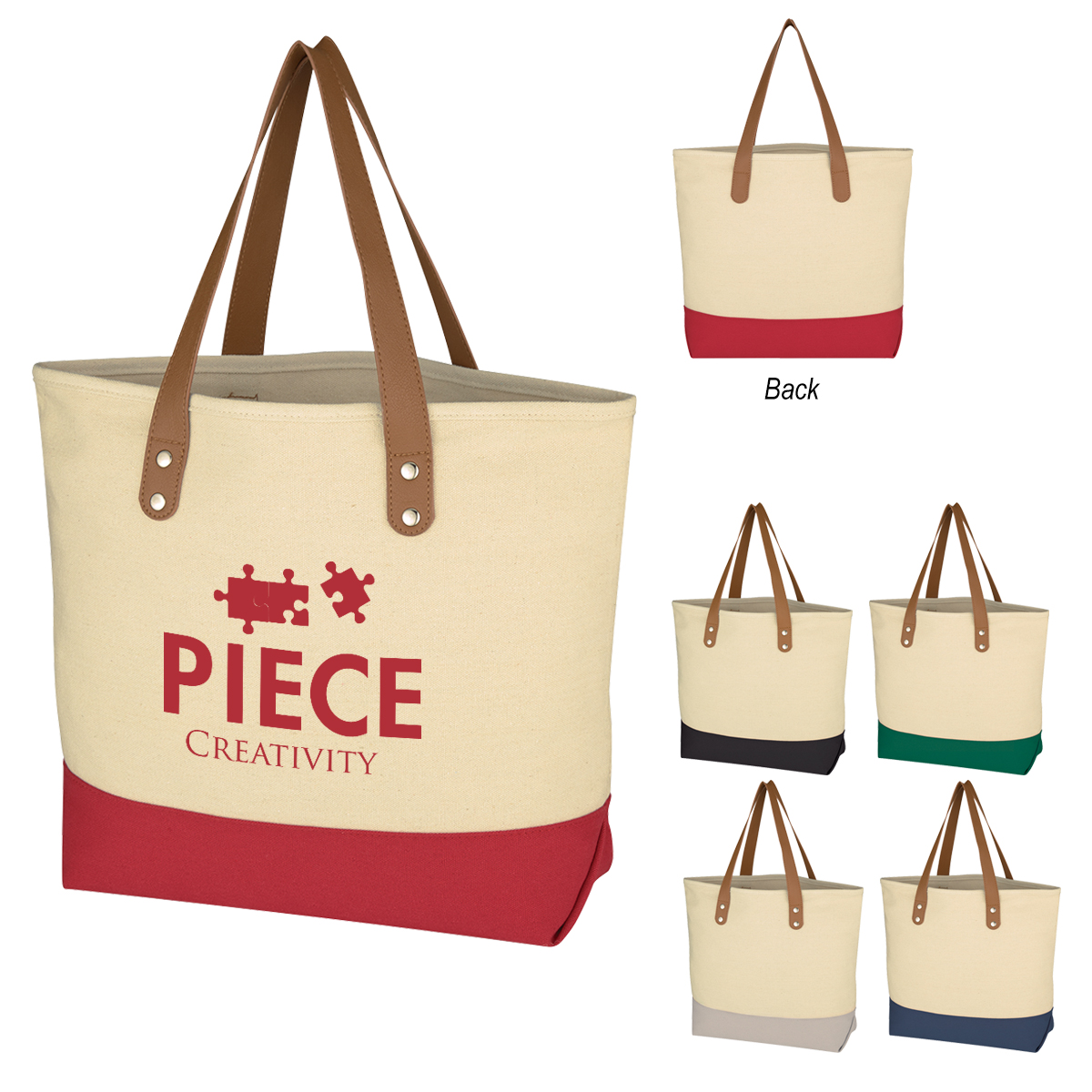 Custom Imprinted Two-Tone Cotton Canvas Tote Bag