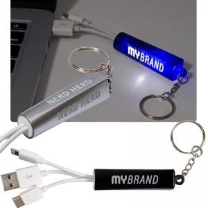 Light Up Logo Duo Cable Key Chain
