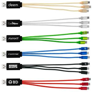 Metallic Light-Up 3-in-1 Braided Charging Cable