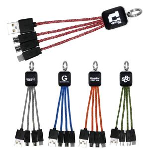 Logo Light-Up 3-in-1 Charging Cable w/ Type C USB