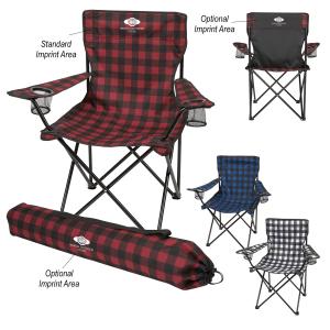 Plaid Folding Chair with Carrying Bag