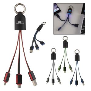3-in-1 Light Up Charging Cable w/ Carabiner