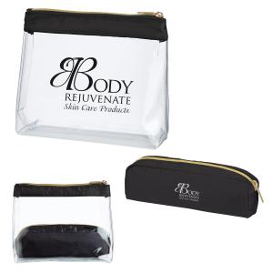Satin Clear Cosmetic Bag Set