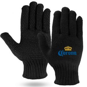 Black Dotted PVC Knit Gloves
