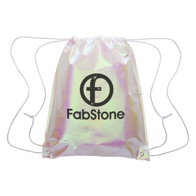 Custom Printed Iridescent Pearl Drawstring Bag