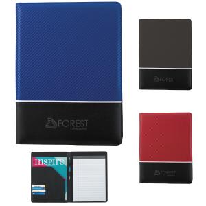 Woven Two Color Plastic Padfolio with Writing Pad