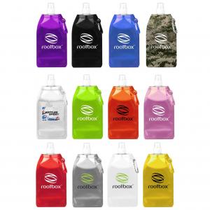 Rectangular 16.9 Oz. Collapsible Water Bottle with Carabiner