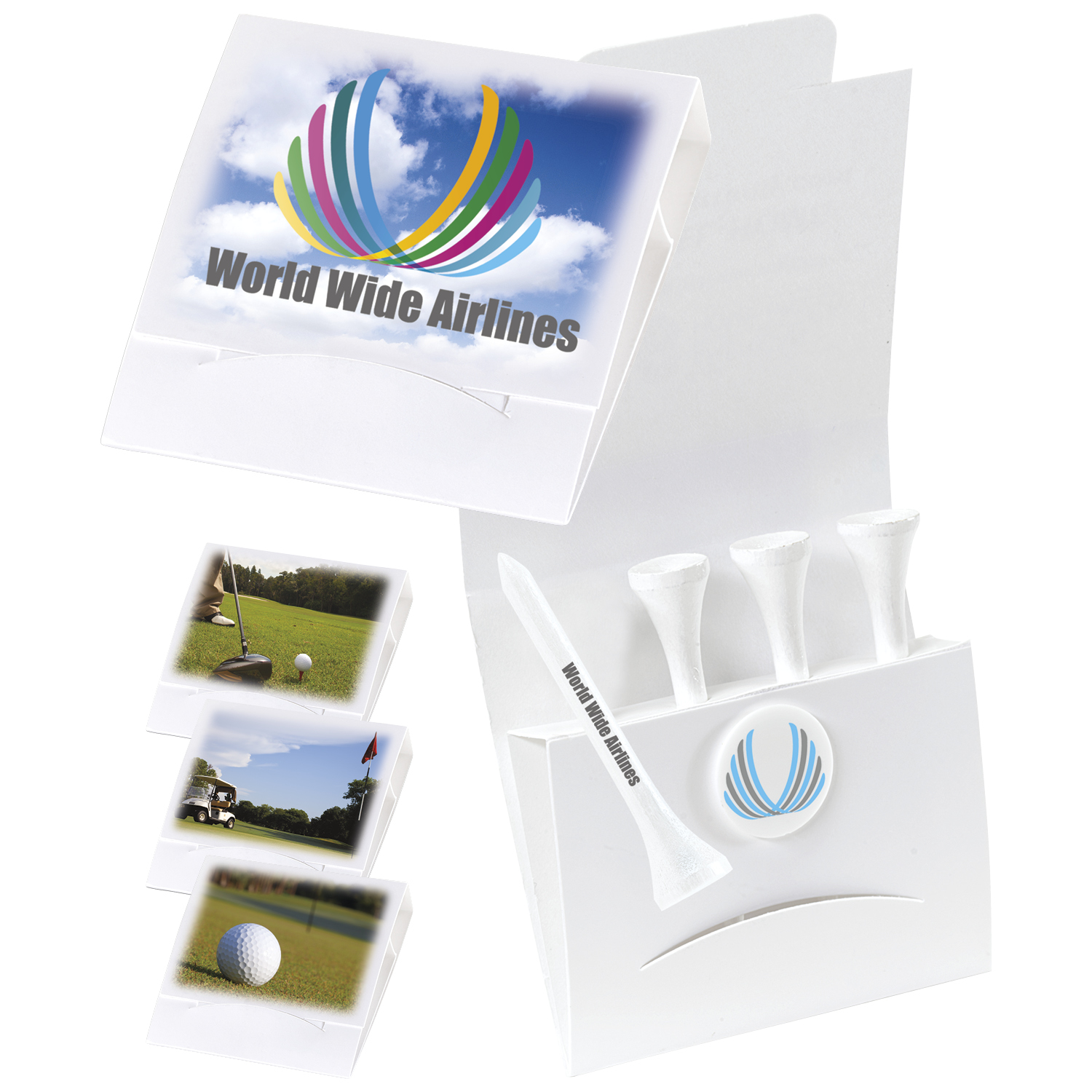 Golf Tee Packet with 4 Tees &amp; 1 Ball Marker