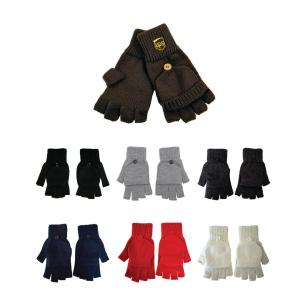 Embroidered Fingerless Gloves With Flap