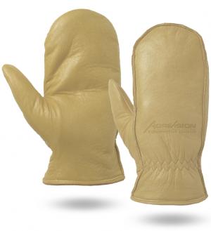 Winter Lined Cowhide Leather Chopper Mittens