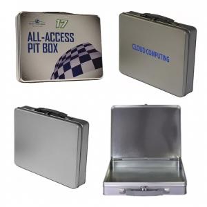 Metal Attache Briefcase Box Tin