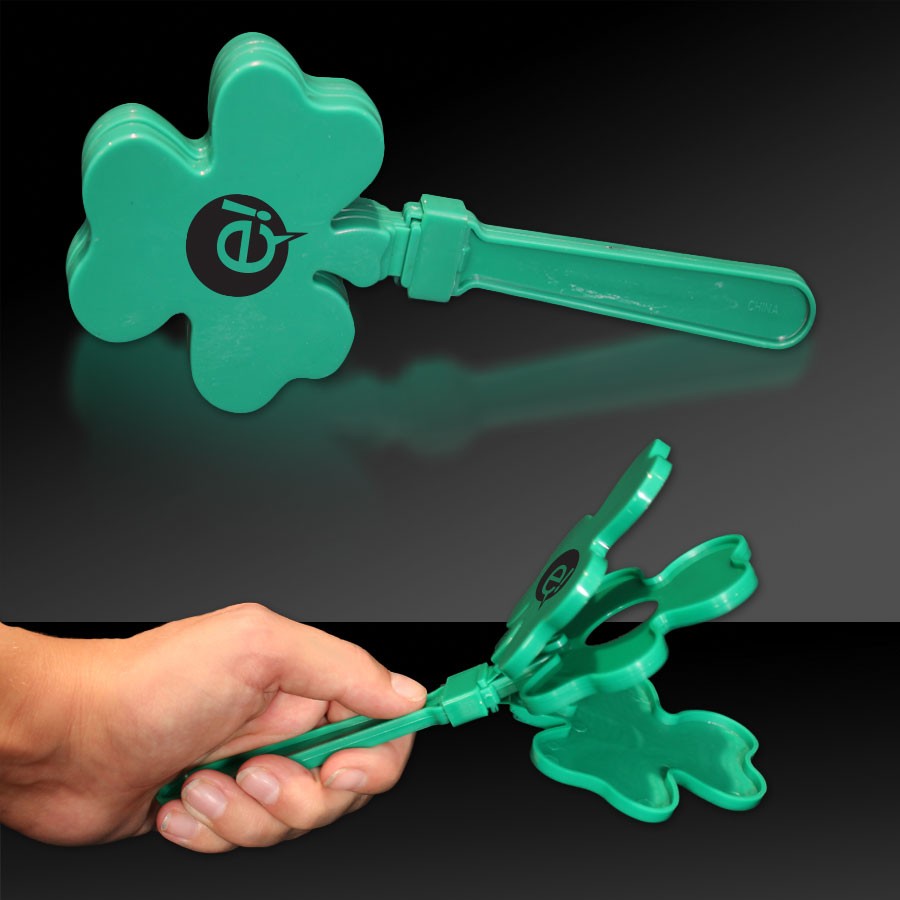 Promotional Green Shamrock Clover Shaped Hand Clapper