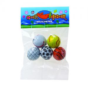 1 oz Sports Ball Chocolates in Custom Header Bags