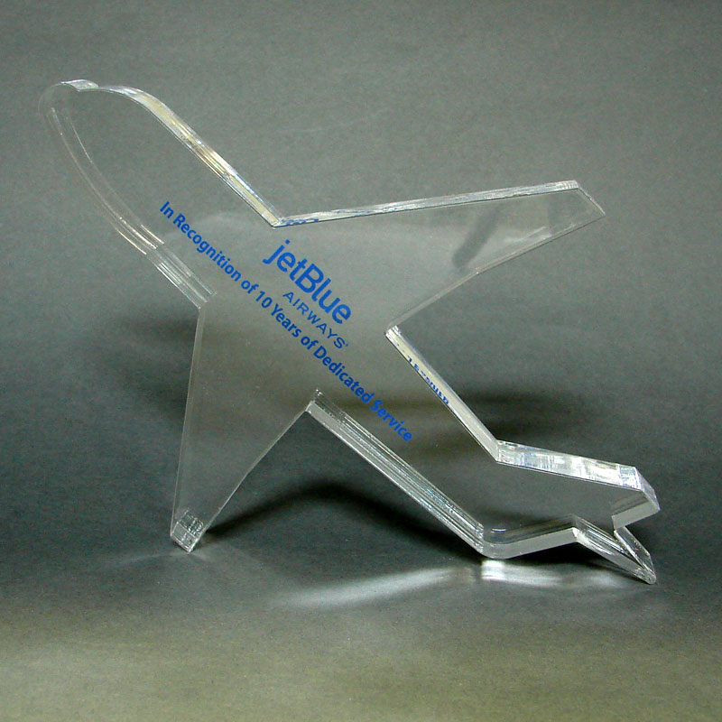 Promotional Airplane Shaped Acrylic Award/Paperweight