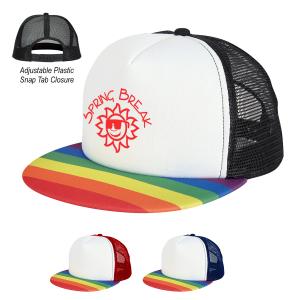 Rainbow Flat Bill Trucker Cap