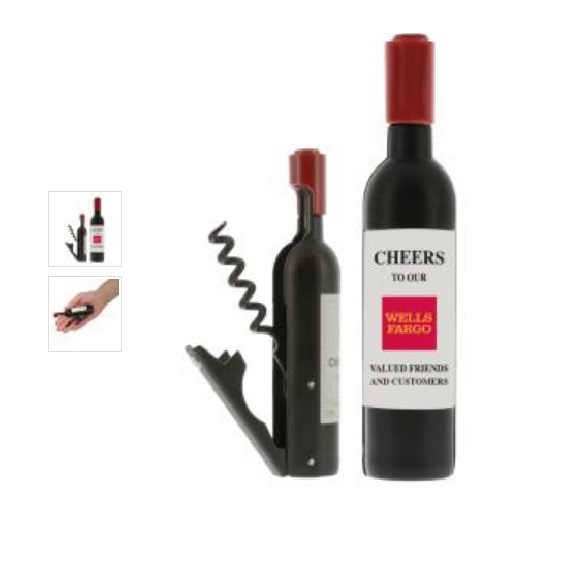 Custom Printed Addison Wine Bottle-Shaped Corkscrew and Bottle Opener