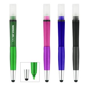 Refillable Spray Bottle with Highlighter and Stylus
