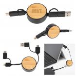 Retractable Bamboo 3-in-1 Charging Cable