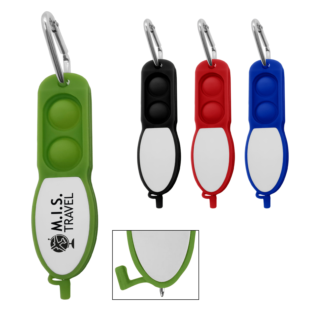 Push Pop Stress Reliever Pen with Carabiner