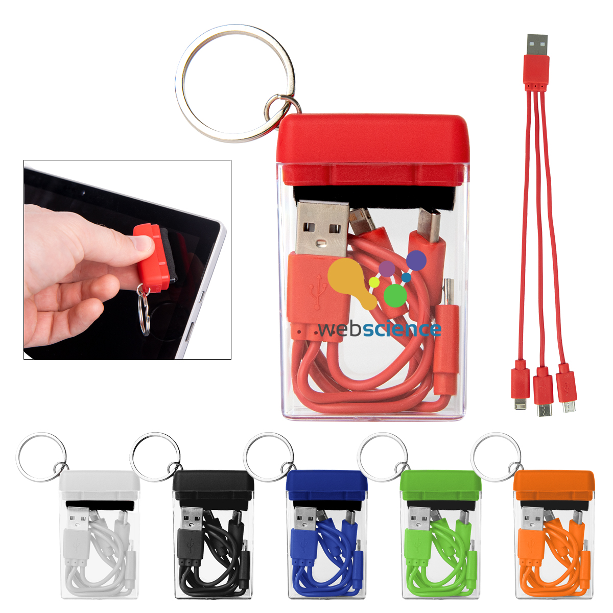 Pocket Charging Cable and Screen Cleaner with Keyring