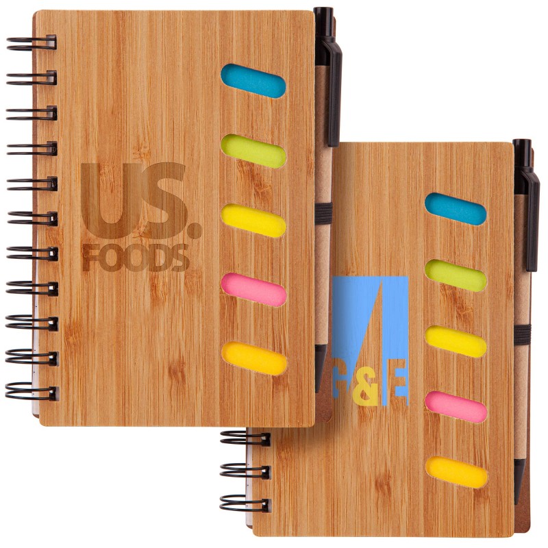 Foster Bamboo Notebook with Pen and Sticky Notes