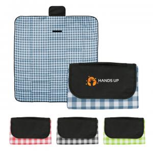 Plaid Polyester Roll-Up Picnic Blanket