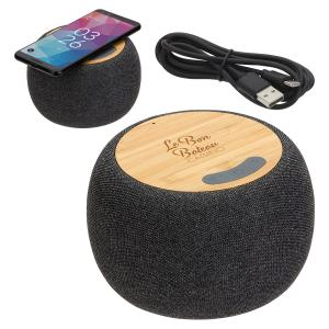 Bamboo Wireless Speaker with 5W Wireless Charger 