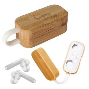 Earbuds in Bamboo Charging Case 