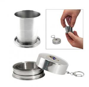 Stainless Steel Collapsible Travel Cup with Keyring 