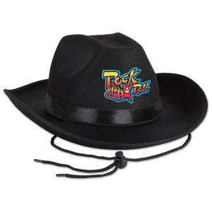 Custom Printed Black Felt Cowboy Hat