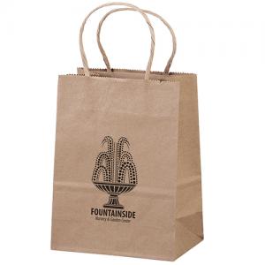 6 x 3.25 x 8.25 100% Recycled Brown Paper Shopping Bag