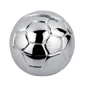 Silver Plated Soccer Ball Coin Bank