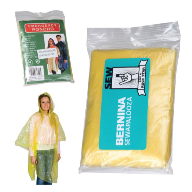 Yellow Rain Poncho with Labeled Pouch