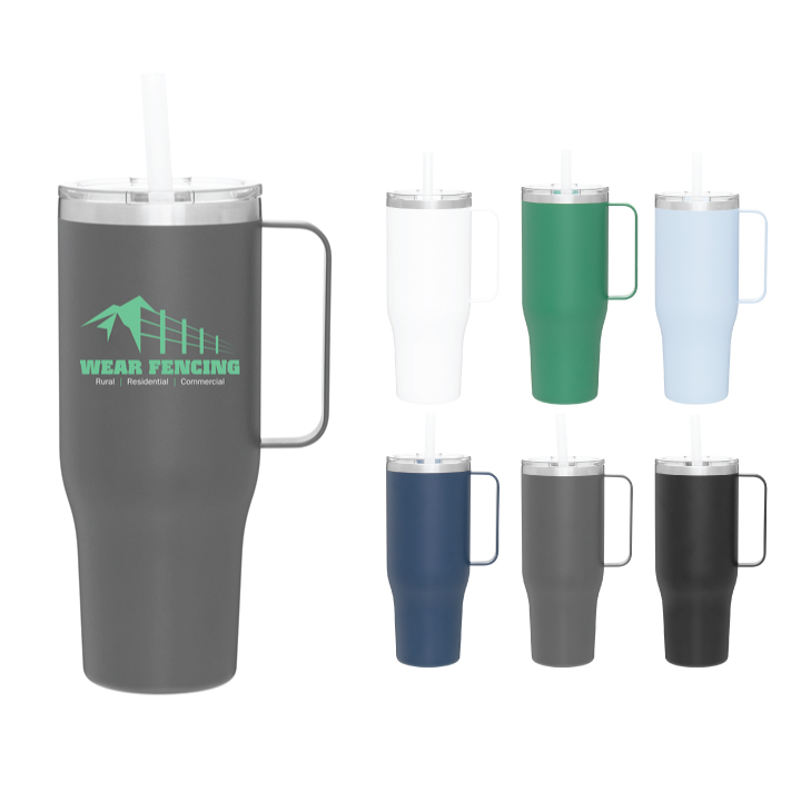 Custom 40oz Tumbler With Handle & Straw Lid Travel Quencher