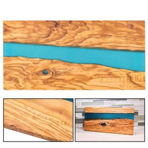 Blue Resin and Olive Wood Cutting Board 