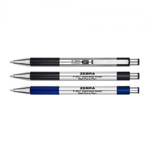 Zebra Stainless Steel Retractable Ball Point Pen with Textured Grip