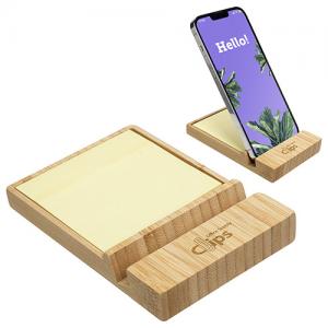Bamboo Phone Holder with Sticky Notes 