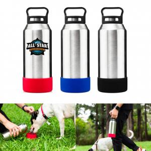 32 oz Stainless Steel Growler Bottle with Silicone Bowl