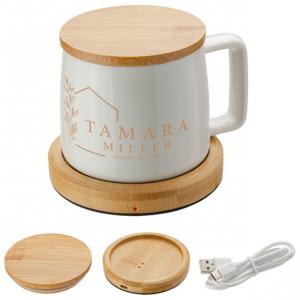 Aspen Bamboo Mug Warmer with 8 oz. Ceramic Mug