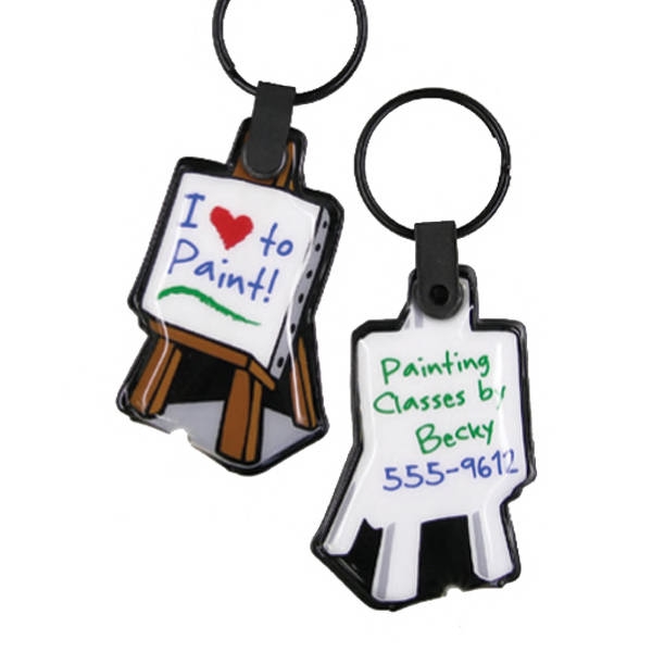Custom Printed Painting Easel Shaped Soft Touch Key Tag Light