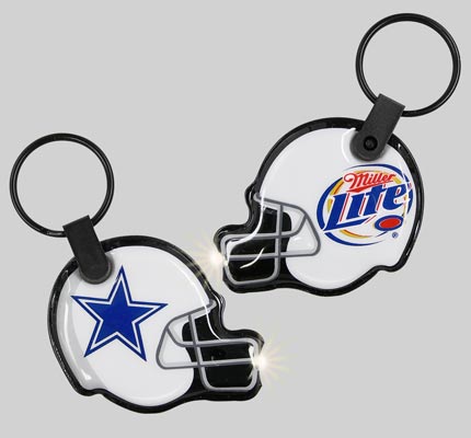 Promotional Football Helmet Shaped Soft Touch Key Tag Light