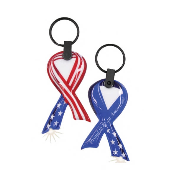 Red White and Blue USA Awareness Ribbon Key Tag Light