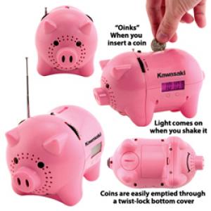 AM/FM Clock Radio Talking Piggy Bank