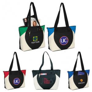 Zippered Tote Bag With Double Handles