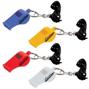 Sports Whistle Keytag with Black Lanyard