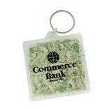 Shredded Currency Money Filled Square Keychain 