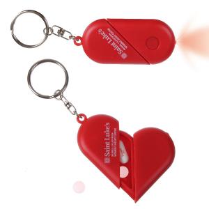 Heart Shaped Flashlight and Pillbox Keychain